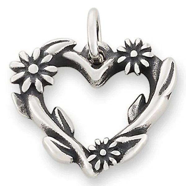 James Avery Sterling Silver Flowering Vines Heart Charm