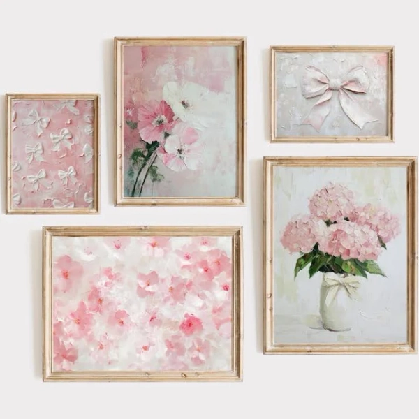 Pink Floral Bow Wall Art