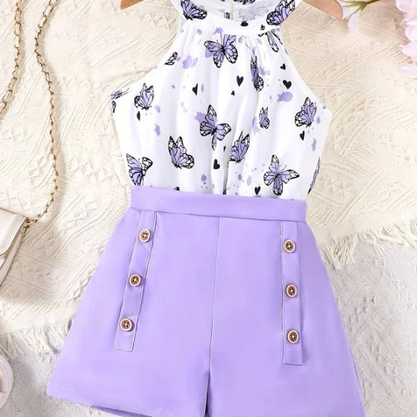 Girl's Heart Graphic Hater Neck Sleeveless Top