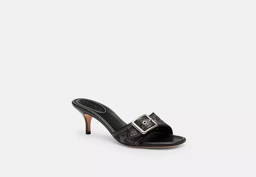 Black Margot Sandal In Crystal Signature Jacquard