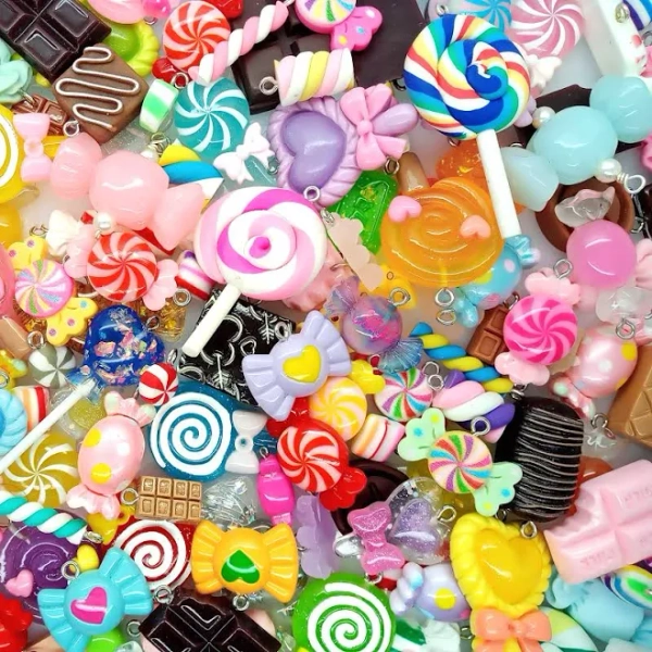 Candy Charms, Grab Bag Mix of Cute Kawaii Charms, 25 pieces