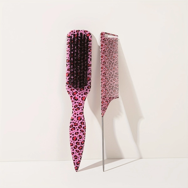 Two Leopard Print Tail-Shaped Combs. The Wide Rat Tail Design Allows for Precise Slicing! Create Smooth Ponytails And Sleek Hair, Effortlessly Managing Flowing Locks And Fringes.