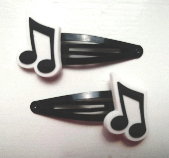 Music Notes Snap Hair Clips - Pack of 2 - Black