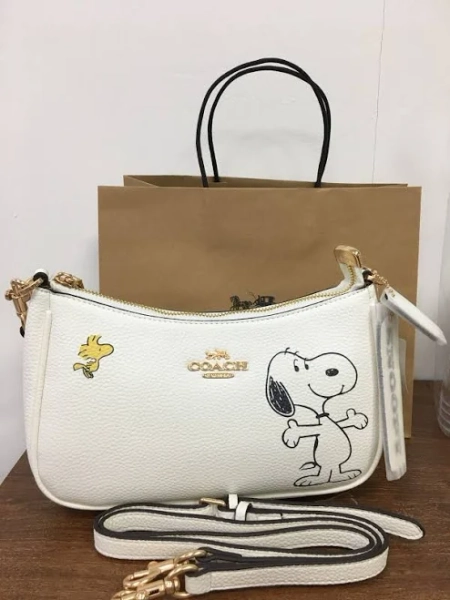 COACH x PEANUTS Teri Shoulder Bag Snoopy Chalk Multi CBJ76