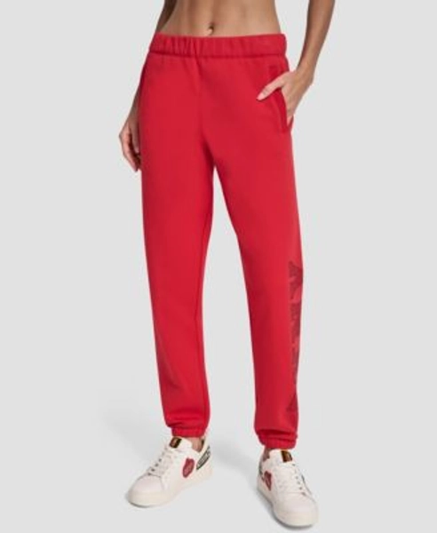 Women's Exploded Rhinestone Varsity Logo High Rise Relaxed Jogger