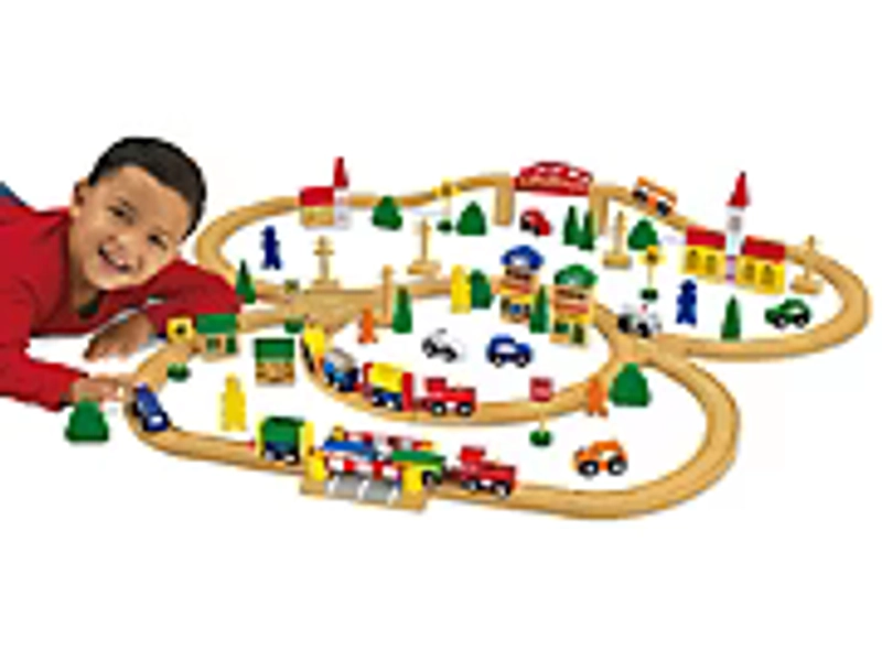 <span style="white-space: nowrap;">100-Piece</span> Wooden Train Set