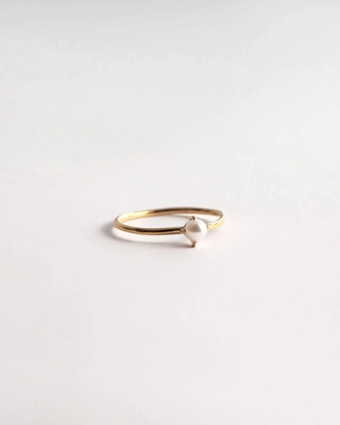 Never Fades - Waterproof - 18k Gold Pearl Ring - Gold Beach Ring - Stackable Ring - Gold Minimalist Ring - R86
