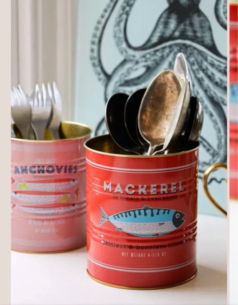 Set Of 2 Fish Storage Tins