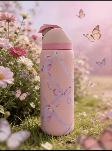 Owala sip 32oz Insulated Stainless Steel Water Cup Bottle Pink Bow