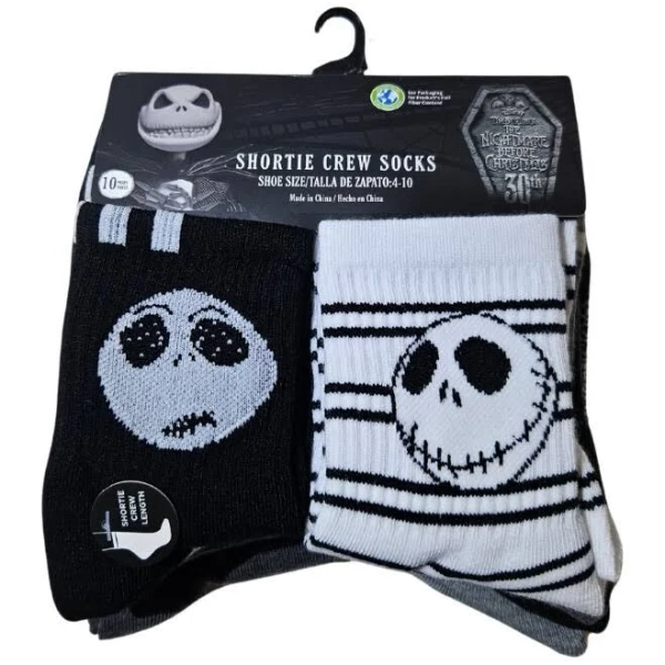 Disney Women's Nightmare Before Christmas Jack Skellington Crew Socks (10-Pack)