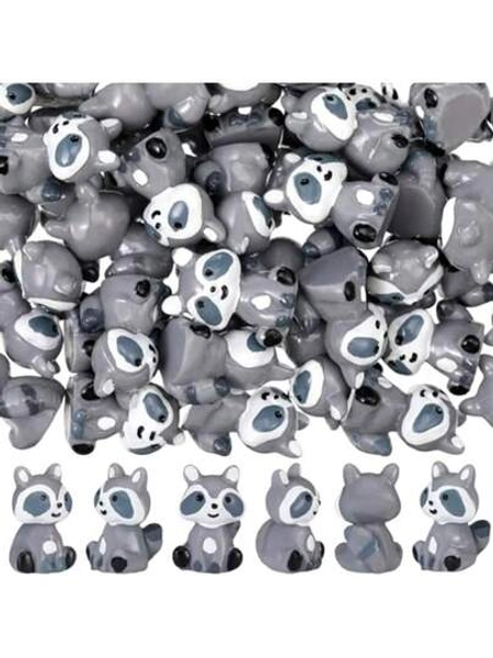 D50 Pcs Mini Raccoon Figurine Bulk Resin Animals Figures Cute Raccoon Home Decor For Cabin Lodge Rustic Cake Toppers Desktop Home Decor10