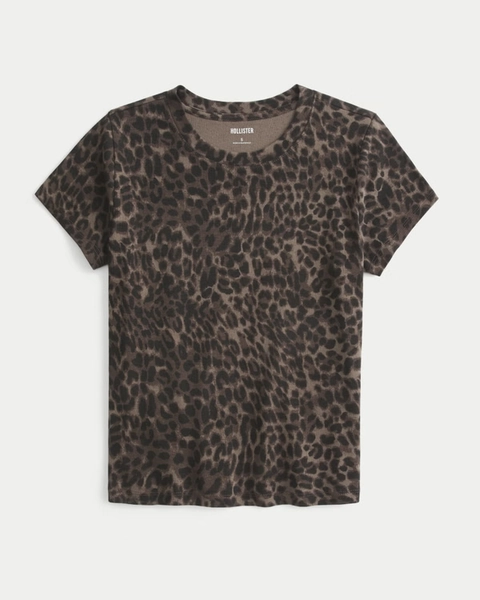 100% Cotton Crew Leopard Print Baby Tee
