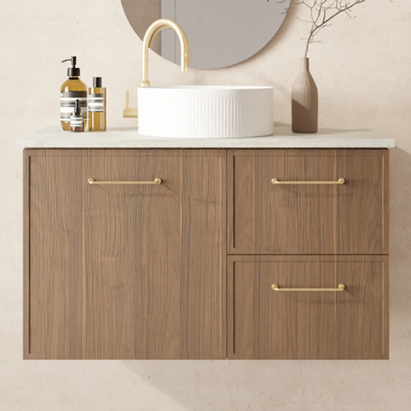 Hamilton 900mm Wall Hung Single Vanity with Solid Surface Countertop