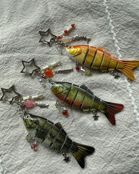 fish lure beaded keychain
