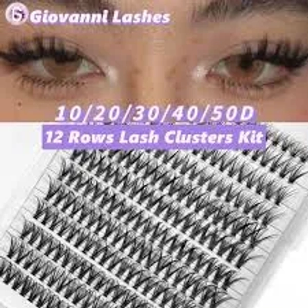 Giovanni Ultimate 12-Row Lash Cluster Tray - 144+ Clusters DIY Lash Extension Kit, Pro-Volume Mixed 8-16mm, Beginner Practice & Artist Choice