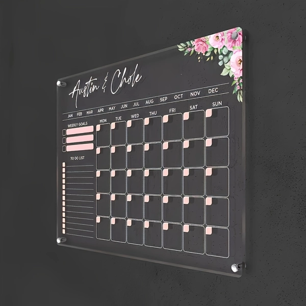 1pc Personalized Acrylic Weekly Planner Board, Customizable Title, Ideal for Home and Office Planning, Perfect for Family and Team Organization, Easy Wall Mounting, Includes Four Corner Nails