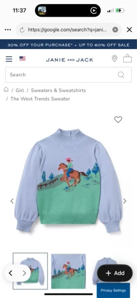 Girl Blue Dusk The West Trends Sweater by Janie and Jack