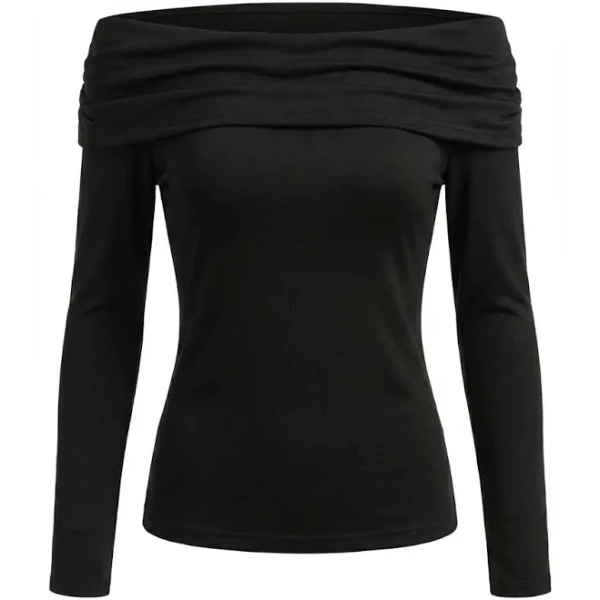 Women's Off Shoulder Long Sleeve Crop Top