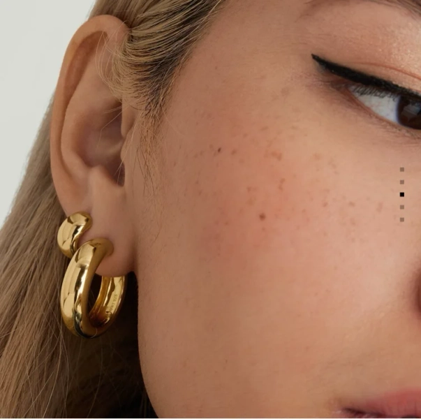 Gold chunky huggie hoops