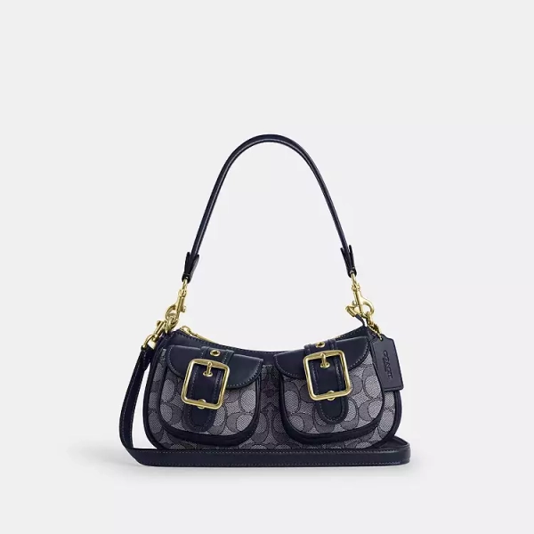 Gold/Navy/Midnight Navy Ashton Bag In Signature Jacquard