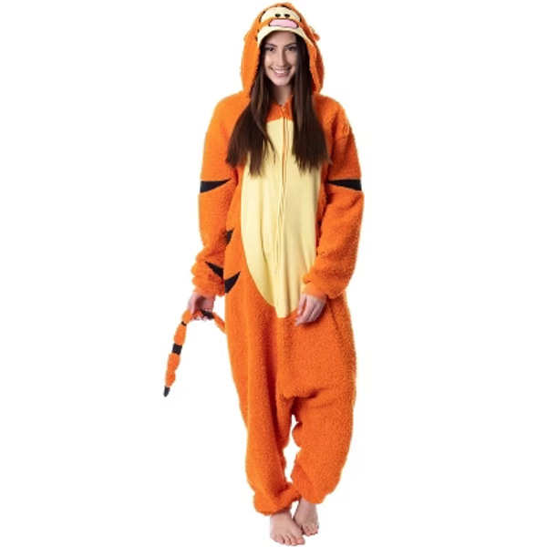 Disney Winnie The Pooh Adult Tigger Costume Plush Kigurumi Union Suit Pajama Outfit (Large) Orange