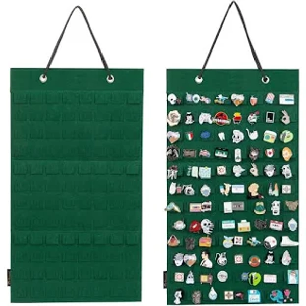 PACMAXI Hanging Brooch Pin Organizer, Display Pins Storage Case, Brooch Collection Storage Holder, Holds Up to 96 Pins