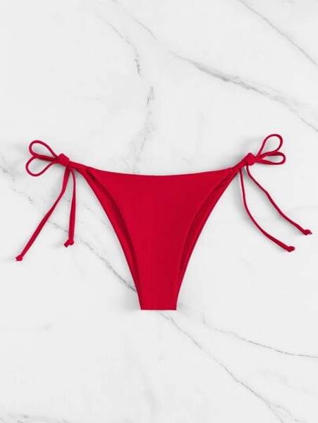 Swim Basics 2025 Women's Solid Color Bikini Bottom With Tie At Summer Beach