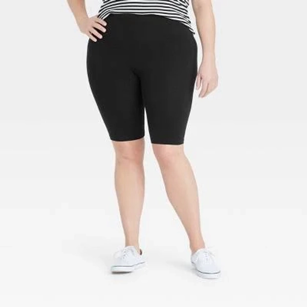 A New Day Women's High-Waist Seamless Cotton Blend Bike Shorts