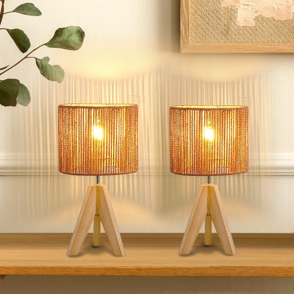 Bay Isle Home™ Aurion 14.2" Solid Wood Tripod Table Lamp With Rattan Shade & Reviews | Wayfair