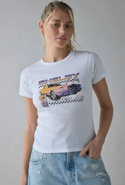 Shelby Race Car Checkerboard Graphic Baby Tee