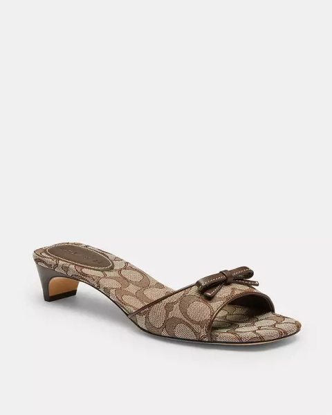 Bow Kitten Heel Sandal In Signature Jacquard