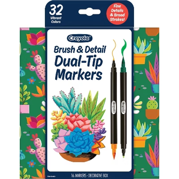 Crayola 16pk 32ct Brush and Detail Dual Tip Markers