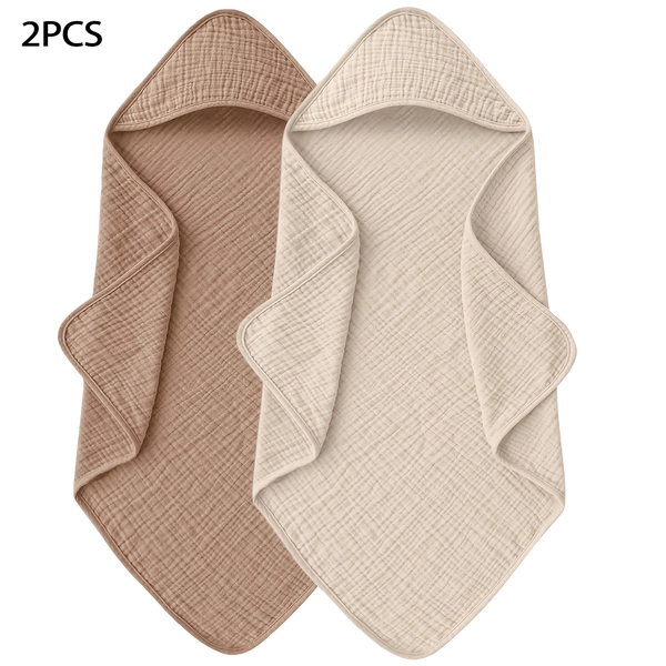 Paquete de 2 toallas de baño de gasa de color sólido, diseño engrosado, suaves y no irritantes para la piel, de secado rápido y calefacción, a prueba de viento, adecuadas para bañarse, secarse, cuidado diario y toallas para uso doméstico