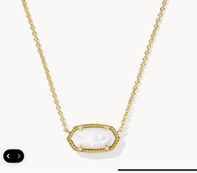 Elisa Gold Pendant Necklace in Ivory Mother-of-Pearl