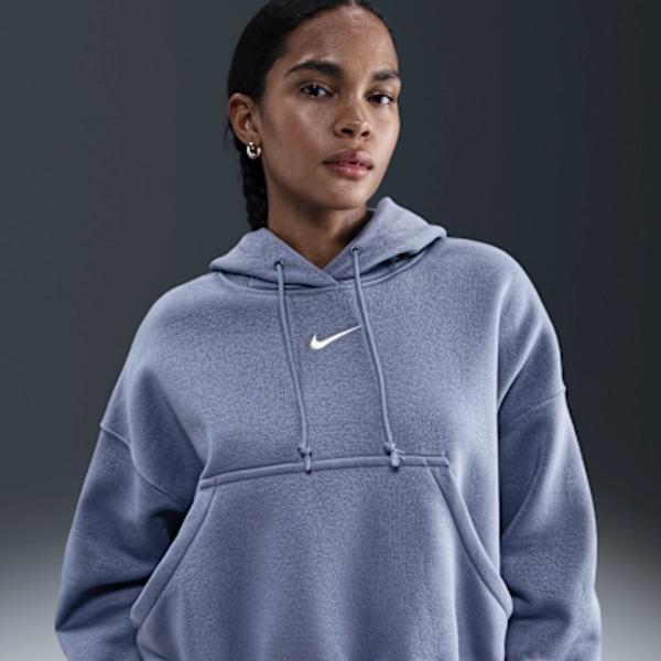 Nike Sportswear Phoenix Fleece Women's Over-Oversized Pullover Hoodie - World Indigo/Sail - Size XS