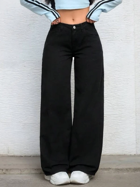 SHEIN Teen Girls Y2k Baggy Straight Leg Jeans