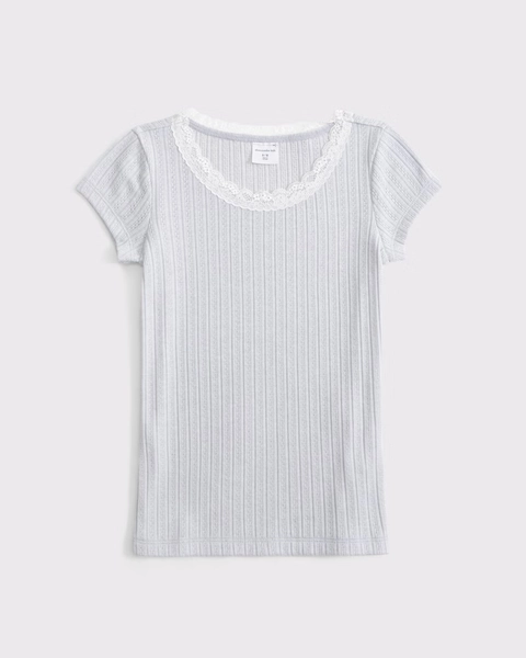 pointelle lace-trim top