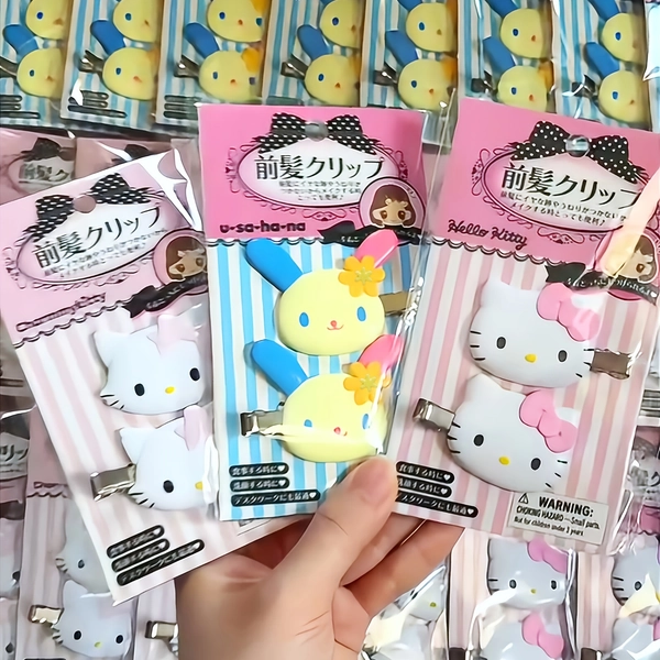 2pcs Sanrio for Hello Kitty And Rabbit Mini Hairpin Set - Versatile Fashion Headdress Hairpin, Comfortable Bangs Clip, Suitable for Daily Wear Headdress, Ideal Choice for Giving to Friends And Family