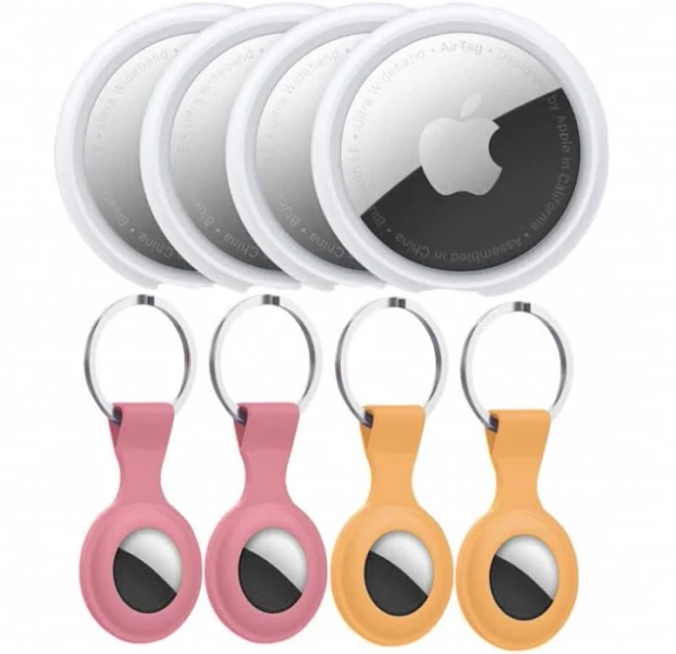 Apple - Airtag 4 Pack Key Ring Pink/Orange - Multi