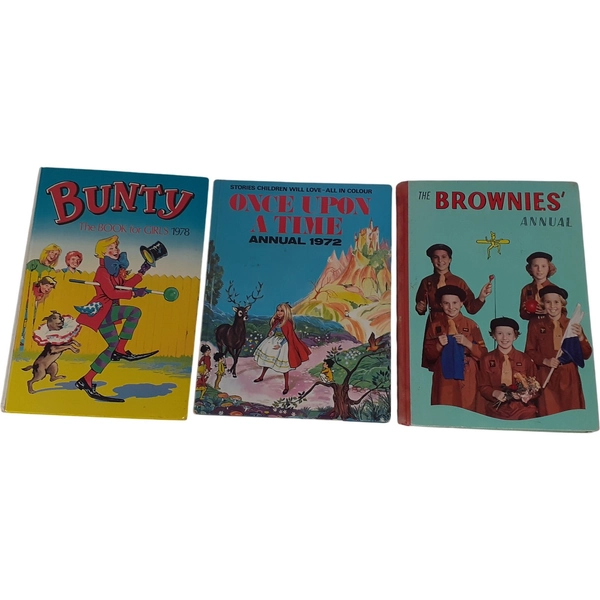Job Lot 3 70s Vintage Children Annuals Bunty Brownies Once Upon A Time -Preloved