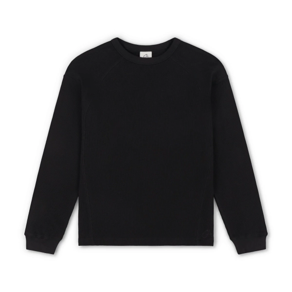 Waffel Langarmshirt - Schwarz