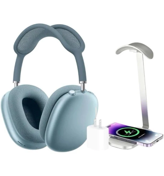 Apple - AirPods Max (USB-C) - Blue + Power Adapter, Headphone Stand/Charging Pad