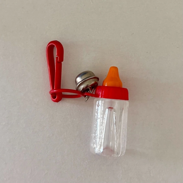Vintage 1980s Bell Charm Red Baby Bottle Clip On for 80s Charms Necklace