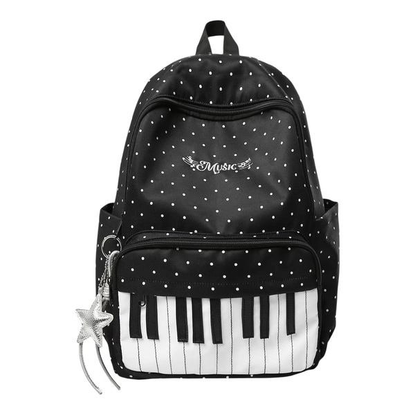 Yucurem Vintage Piano Keyboard Music Note Backpack for Women Men, Polka Dot Print Nylon School Bag for College Travel Daily Use (Black) - Walmart.com