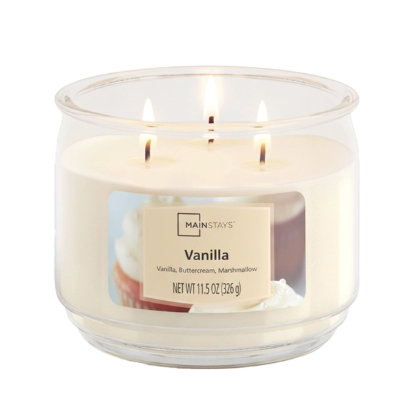 Mainstays 3-Wick Scented Glass Jar Candle, Vanilla, 11.5 oz - Walmart.com