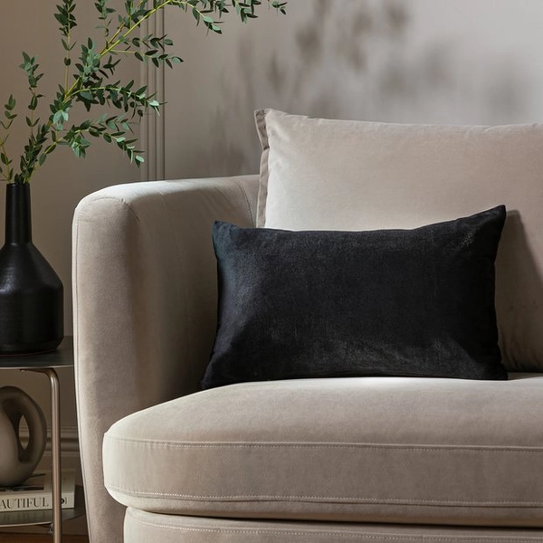 Buy Habitat Velvet Oblong Cushion - Black - 30x50cm | Cushions | Argos