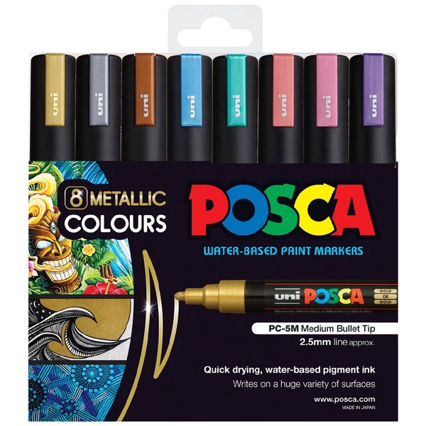 POSCA PC 5M Paint Markers Metallic Assorted 8 Pack