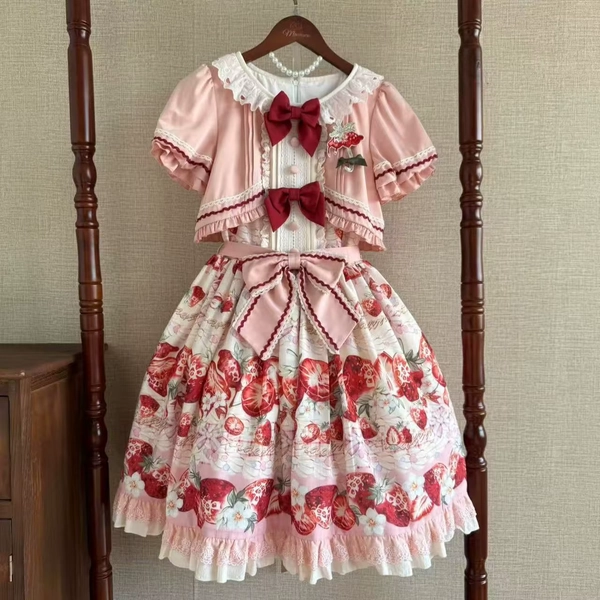 2026 Lace Ruffle Lolita Dress Cosplay Japanese Fake Two Dress Clothing Y2K Bow Print Party Kawaii Dress Fashion Style - AliExpress 200000345
