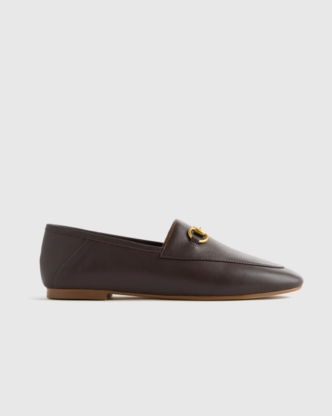 Women's Italian Leather Horsebit Loafer in Black