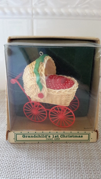 Vintage 1983 Grandchild's First Christmas Baby Buggy Hallmark Keepsake Ornament